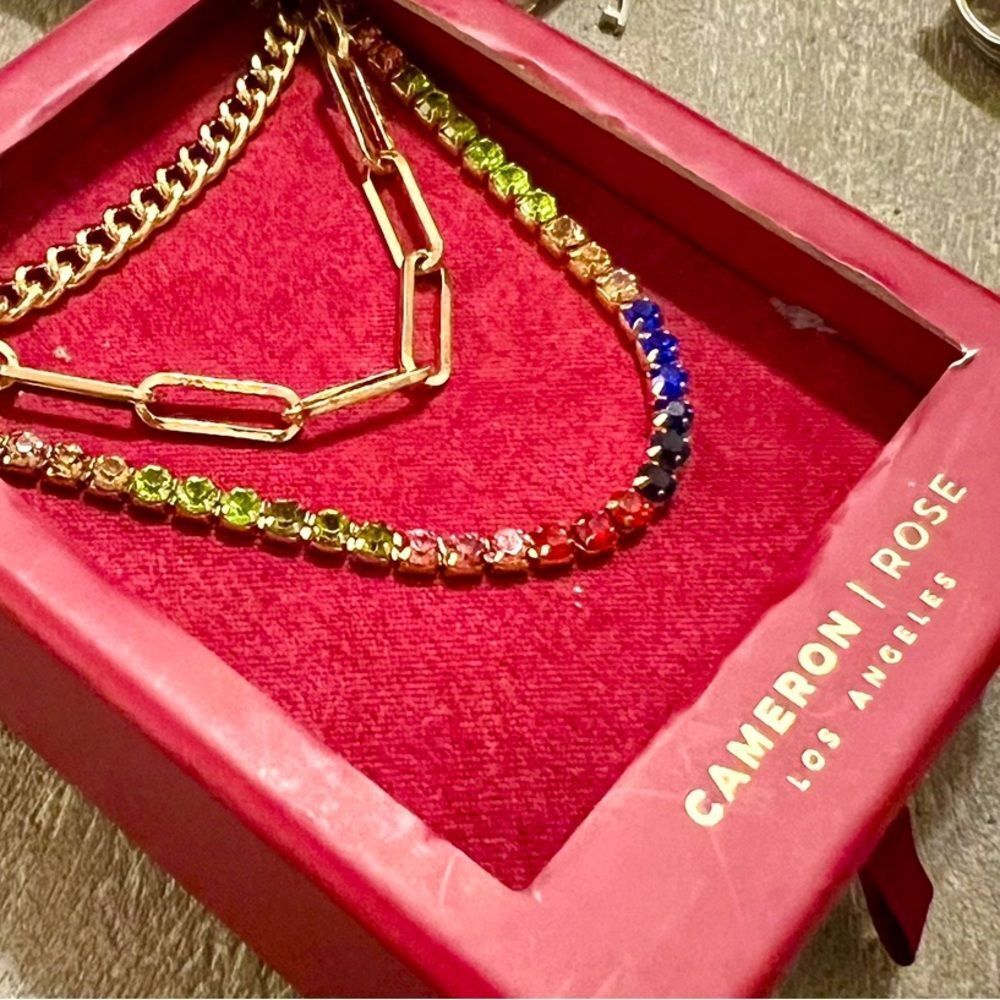 NIB Cameron Rose gold & rhinestone choker necklace jewelry set of 3